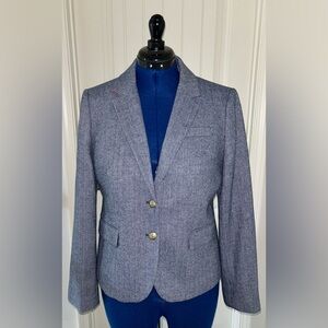 J.Crew Women’s Blue Herringbone Wool-Blend Schoolboy Blazer, NEW
